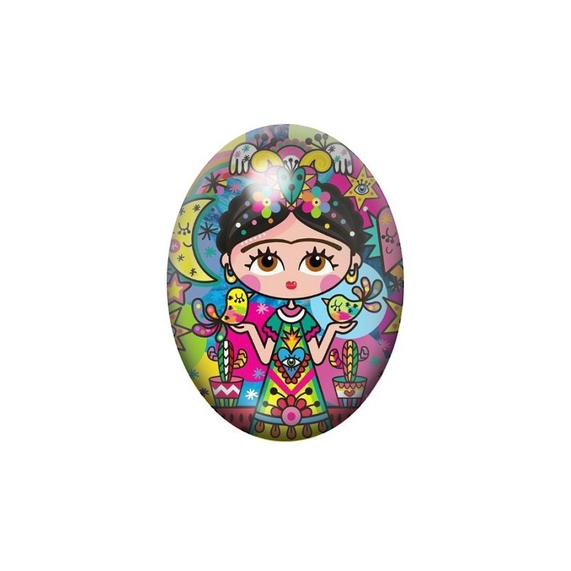 Cabochon en Verre Illustré Frida Khalo 13x18, 18x25 ou 30x40mm