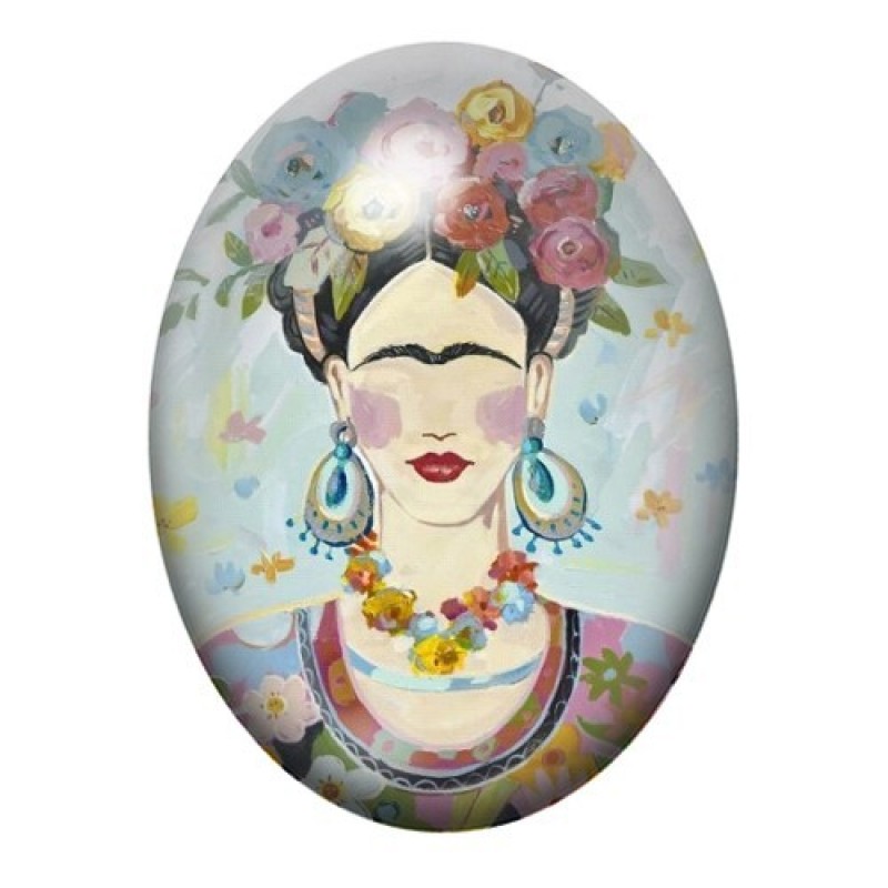 Cabochon en Verre Illustré Frida Khalo 13x18, 18x25 ou 30x40mm