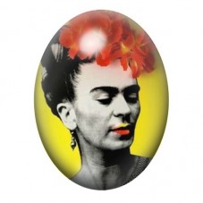 Cabochon en Verre Illustré Frida Khalo 13x18, 18x25 ou 30x40mm pour la création de bijoux fantaisie - DIY