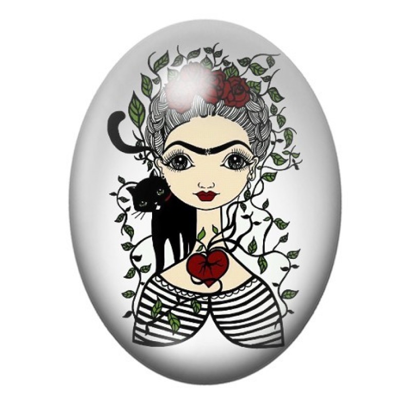 Cabochon en Verre Illustré Frida Khalo 13x18, 18x25 ou 30x40mm