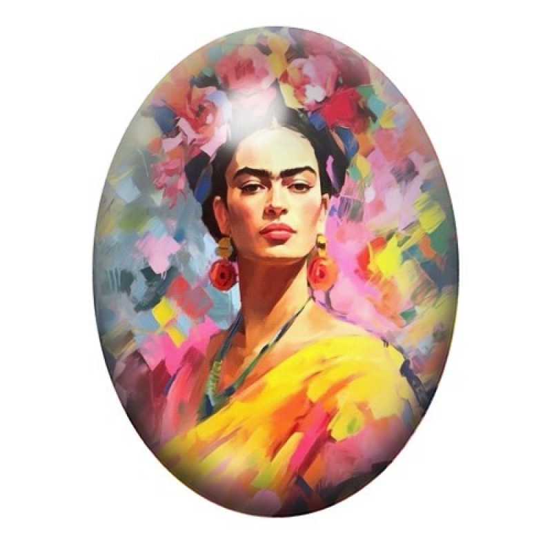 Cabochon en Verre Illustré Frida Khalo 13x18, 18x25 ou 30x40mm