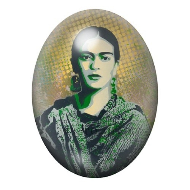 Cabochon en Verre Illustré Frida Khalo 13x18, 18x25 ou 30x40mm