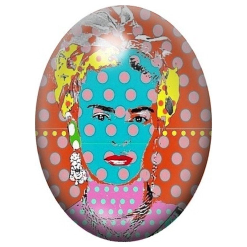 Cabochon en Verre Illustré Frida Kahlo Pop Art à Pois 13x18, 18x25 ou 30x40mm