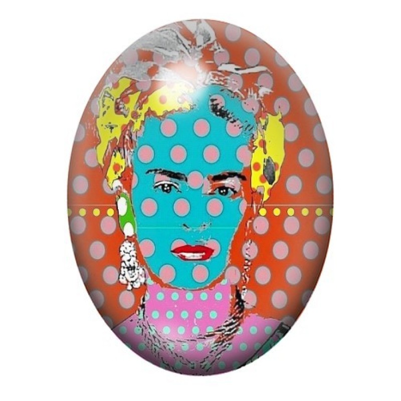 Cabochon en Verre Illustré Frida Khalo 13x18, 18x25 ou 30x40mm