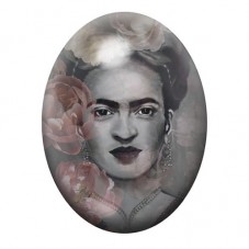 Cabochon en Verre Illustré Frida Khalo 13x18, 18x25 ou 30x40mm pour la création de bijoux fantaisie - DIY