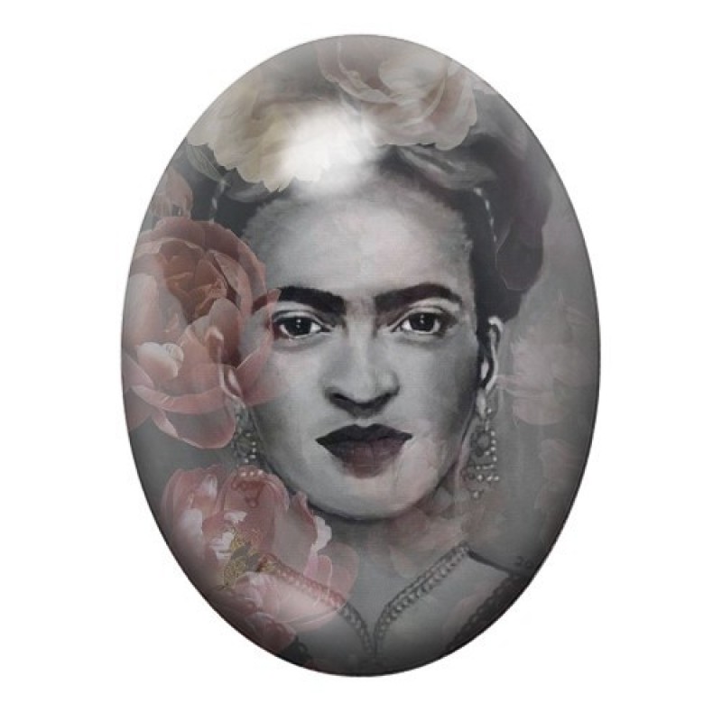 Cabochon en Verre Illustré Frida Khalo 13x18, 18x25 ou 30x40mm