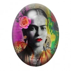 Cabochon en Verre Illustré Frida Khalo 13x18, 18x25 ou 30x40mm pour la création de bijoux fantaisie - DIY