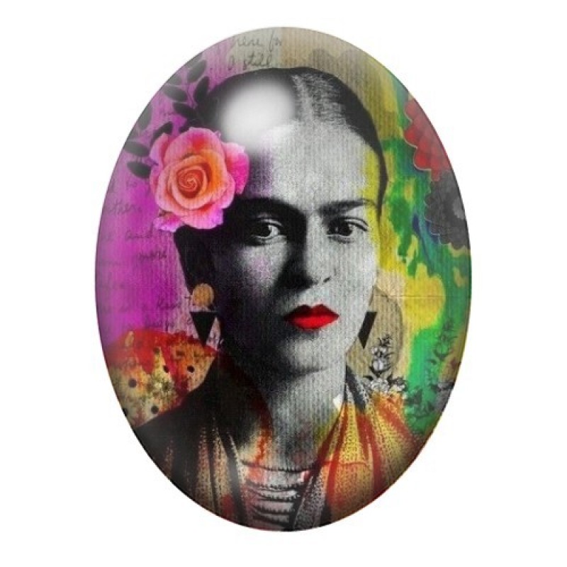 Cabochon en Verre Illustré Frida Khalo 13x18, 18x25 ou 30x40mm