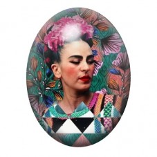 Cabochon en Verre Illustré Frida Khalo 13x18, 18x25 ou 30x40mm pour la création de bijoux fantaisie - DIY