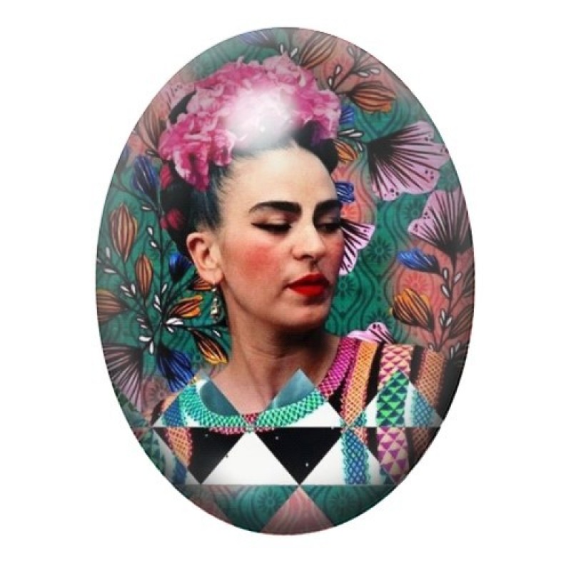 Cabochon en Verre Illustré Frida Khalo 13x18, 18x25 ou 30x40mm