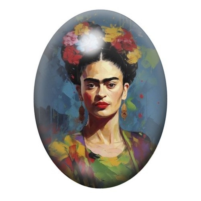 Cabochon en Verre Illustré Frida Khalo 13x18, 18x25 ou 30x40mm
