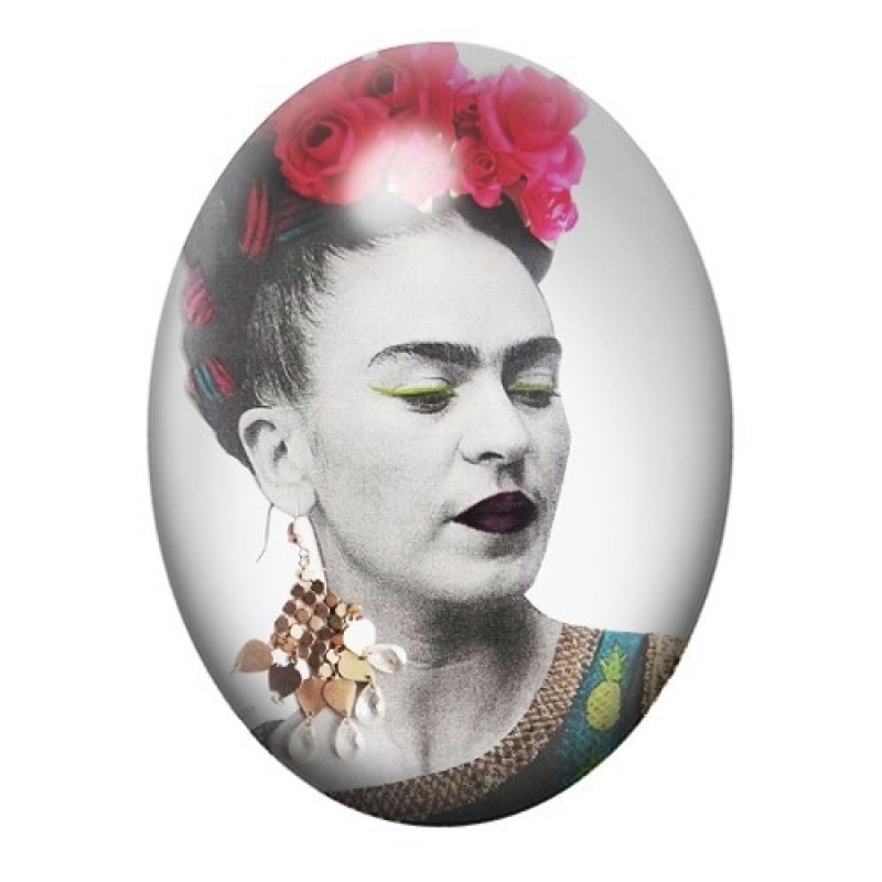 Cabochon en Verre Illustré Frida Khalo 13x18, 18x25 ou 30x40mm