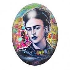 Cabochon en Verre Illustré Frida Kahlo en Portrait Street Art 13x18, 18x25 ou 30x40mm pour la création de bijoux fantaisie - DIY