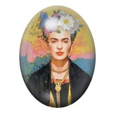Cabochon en Verre Illustré Frida Khalo 13x18, 18x25 ou 30x40mm pour la création de bijoux fantaisie - DIY