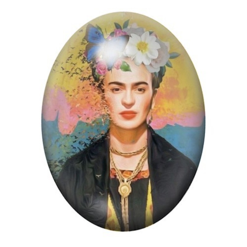 Cabochon en Verre Illustré Frida Khalo 13x18, 18x25 ou 30x40mm