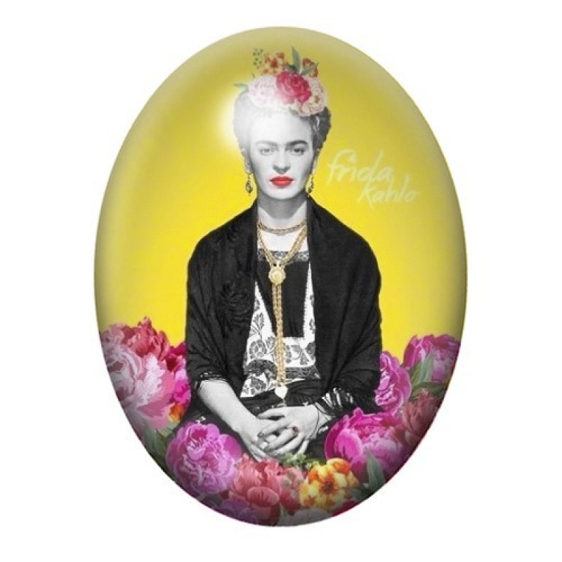 Cabochon en Verre Illustré Frida Khalo 13x18, 18x25 ou 30x40mm