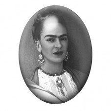 Cabochon en Verre Illustré Frida Kahlo en Photographie au Chemisier Blanc 13x18, 18x25 ou 30x40mm pour la création de bijoux fan