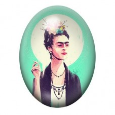 Cabochon en Verre Illustré Frida Khalo 13x18, 18x25 ou 30x40mm pour la création de bijoux fantaisie - DIY
