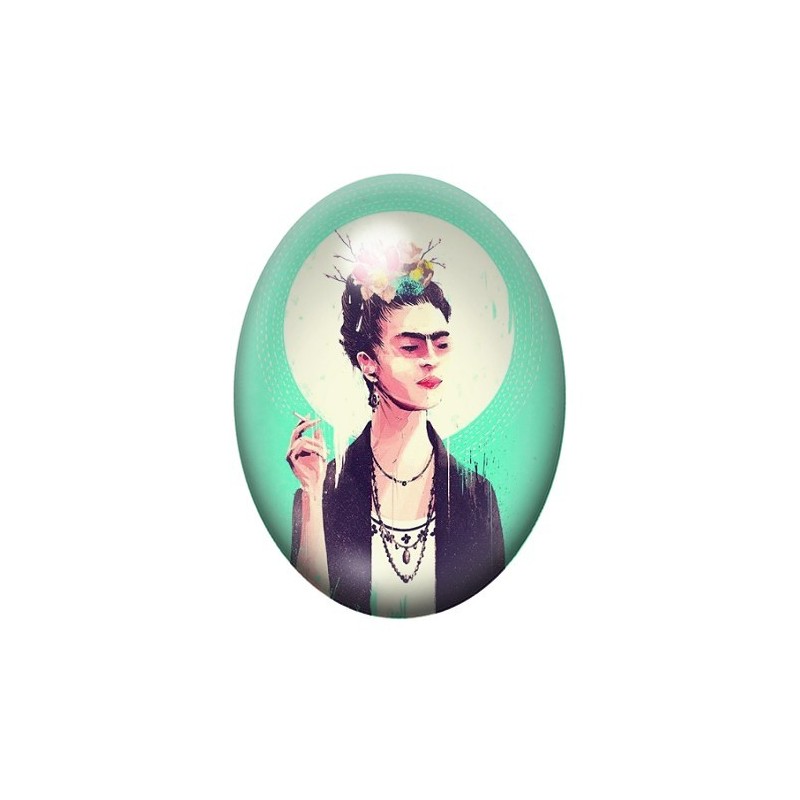 Cabochon en Verre Illustré Frida Khalo 13x18, 18x25 ou 30x40mm