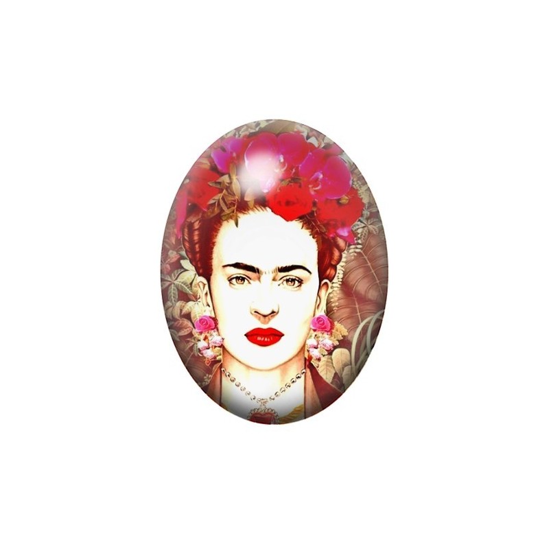 Cabochon en Verre Illustré Frida Khalo 13x18, 18x25 ou 30x40mm