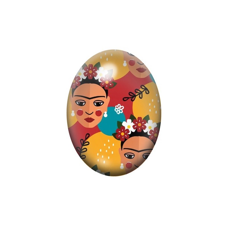 Cabochon en Verre Illustré Frida Khalo 13x18, 18x25 ou 30x40mm