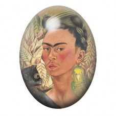 Cabochon en Verre Illustré Frida Khalo 13x18, 18x25 ou 30x40mm pour la création de bijoux fantaisie - DIY