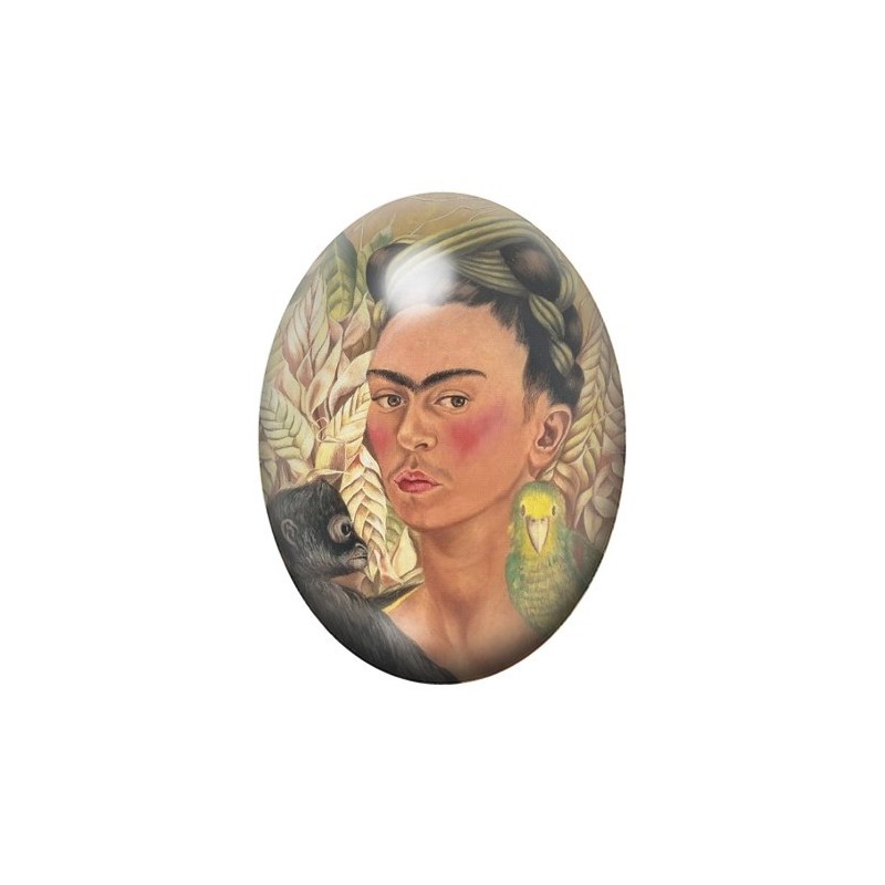 Cabochon en Verre Illustré Frida Khalo 13x18, 18x25 ou 30x40mm