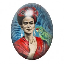 Cabochon en Verre Illustré Frida Khalo 13x18, 18x25 ou 30x40mm pour la création de bijoux fantaisie - DIY