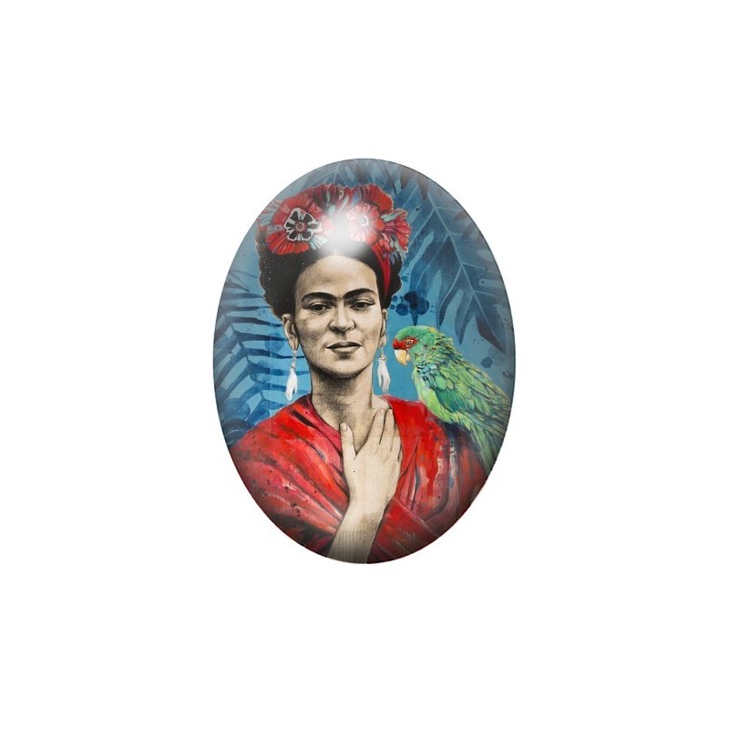 Cabochon en Verre Illustré Frida Khalo 13x18, 18x25 ou 30x40mm
