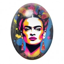 Cabochon en Verre Illustré Frida Khalo 13x18, 18x25 ou 30x40mm pour la création de bijoux fantaisie - DIY