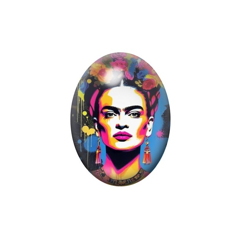 Cabochon en Verre Illustré Frida Khalo 13x18, 18x25 ou 30x40mm