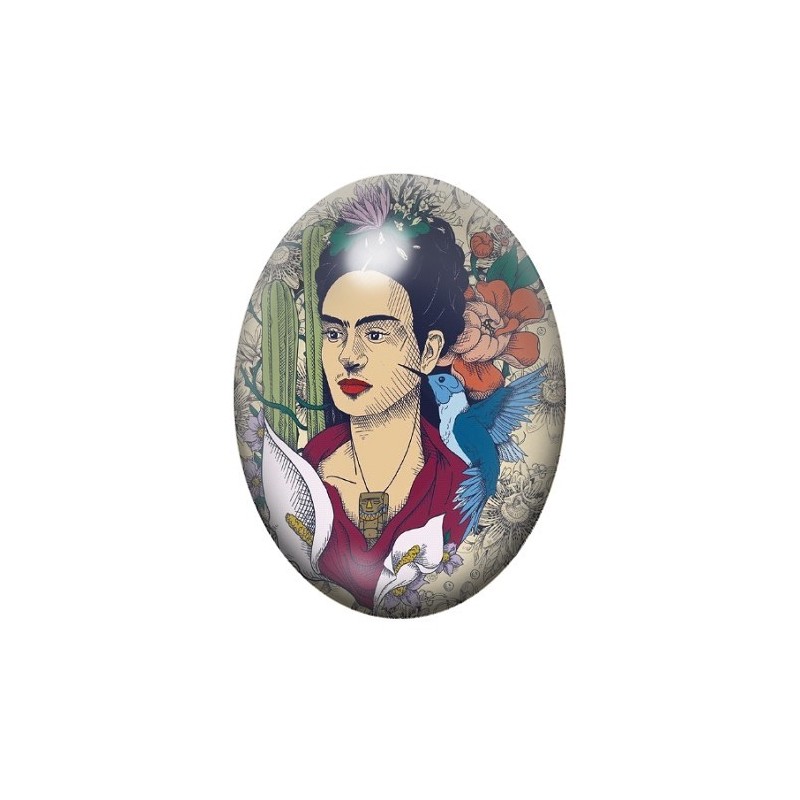 Cabochon en Verre Illustré Frida Khalo 13x18, 18x25 ou 30x40mm