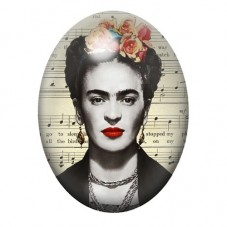 Cabochon en Verre Illustré Frida Khalo 13x18, 18x25 ou 30x40mm pour la création de bijoux fantaisie - DIY