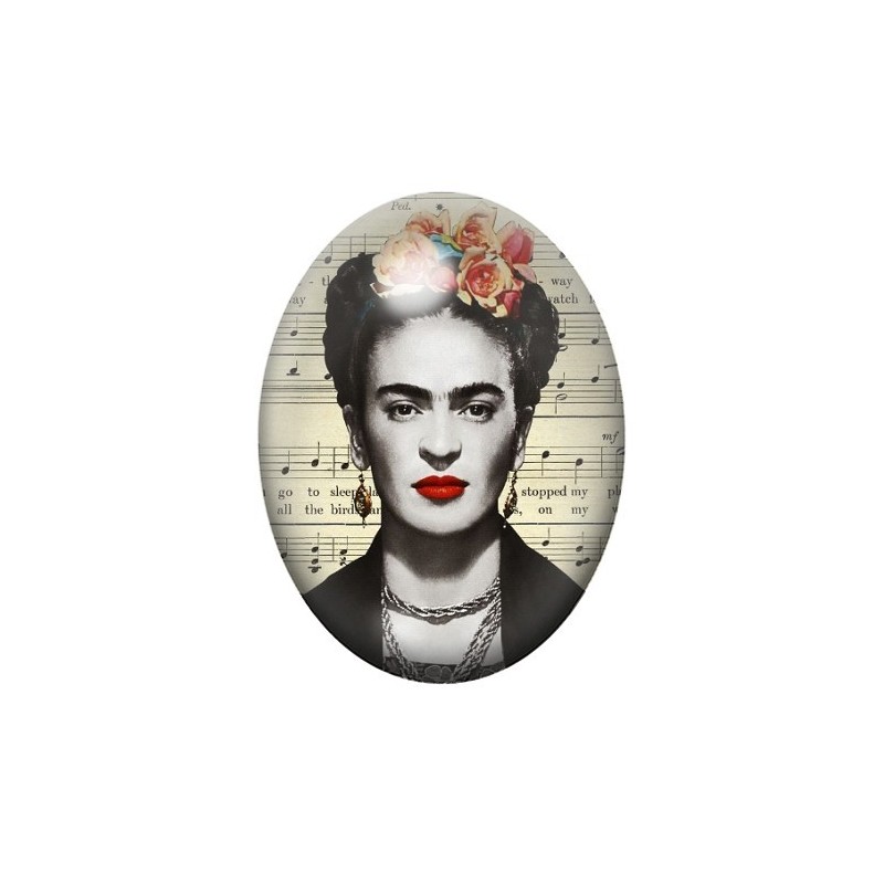 Cabochon en Verre Illustré Frida Khalo 13x18, 18x25 ou 30x40mm