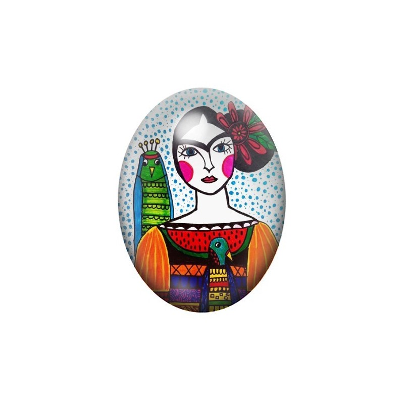 Cabochon en Verre Illustré Frida Khalo 13x18, 18x25 ou 30x40mm