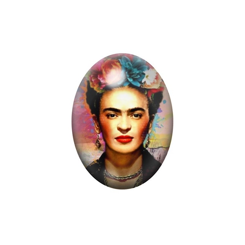 Cabochon en Verre Illustré Frida Khalo 13x18, 18x25 ou 30x40mm