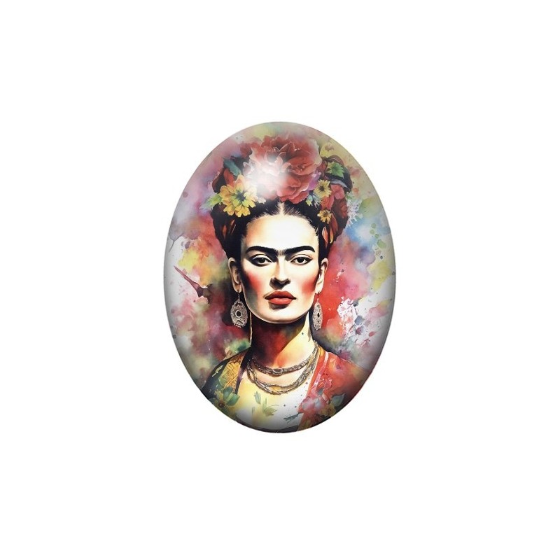 Cabochon en Verre Illustré Frida Khalo 13x18, 18x25 ou 30x40mm