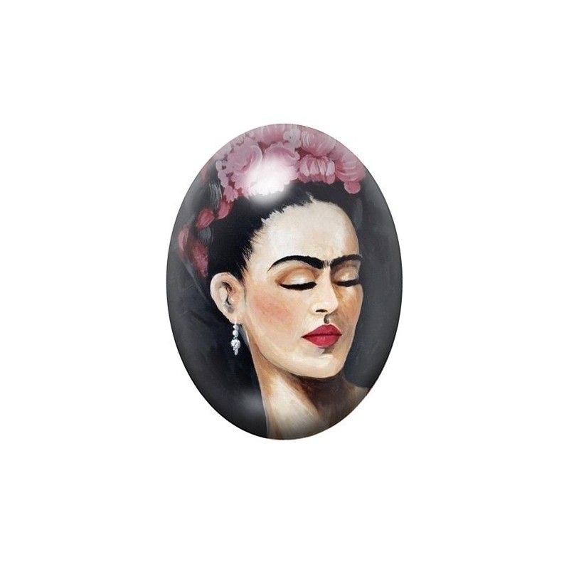 Cabochon en Verre Illustré Frida Khalo 13x18, 18x25 ou 30x40mm