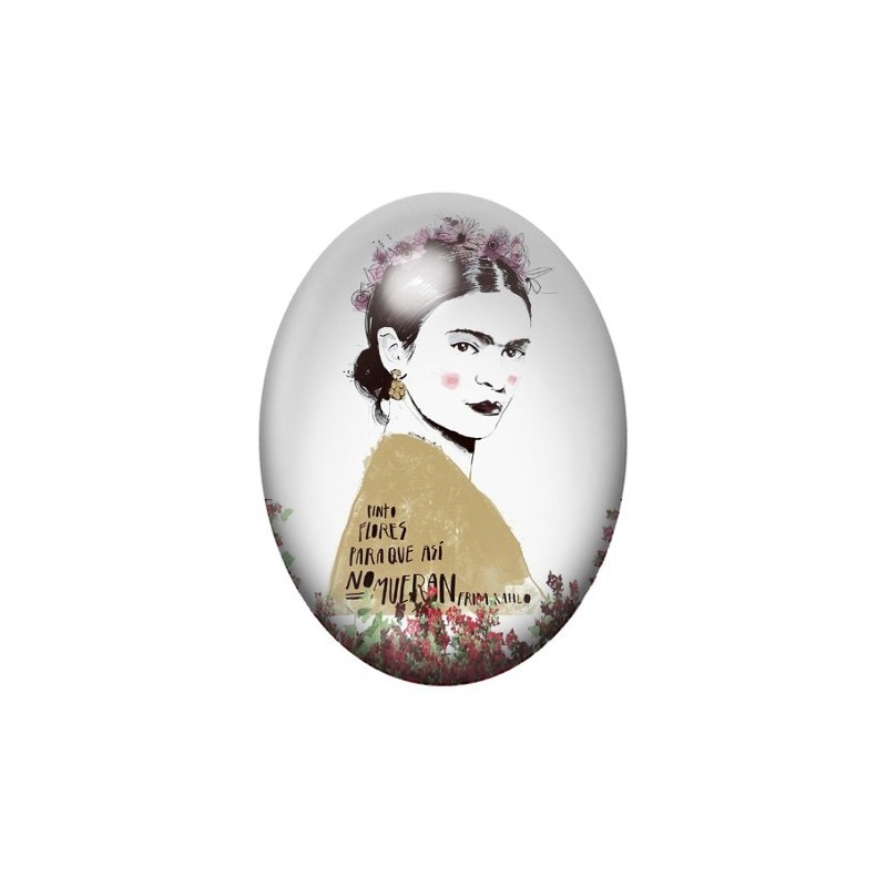 Cabochon en Verre Illustré Frida Khalo 13x18, 18x25 ou 30x40mm