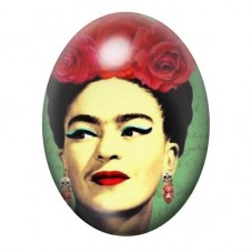 Cabochon en Verre Illustré Frida Khalo 13x18, 18x25 ou 30x40mm pour la création de bijoux fantaisie - DIY