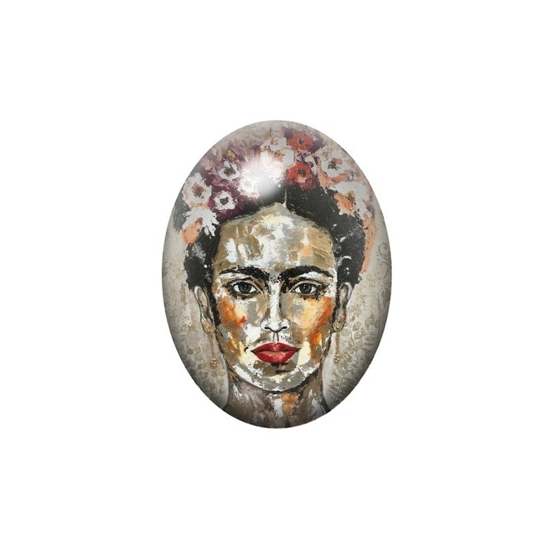 Cabochon en Verre Illustré Frida Khalo 13x18, 18x25 ou 30x40mm