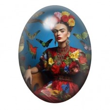 Cabochon en Verre Illustré Frida Khalo 13x18, 18x25 ou 30x40mm pour la création de bijoux fantaisie - DIY