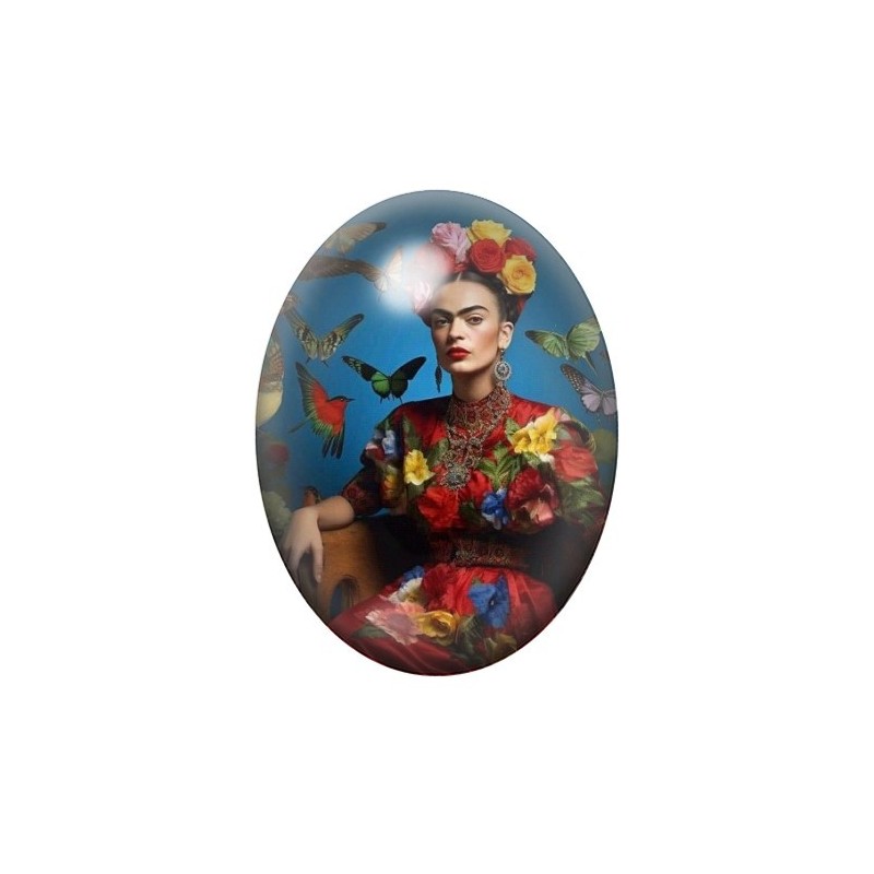 Cabochon en Verre Illustré Frida Khalo 13x18, 18x25 ou 30x40mm