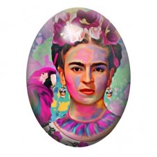Cabochon en Verre Illustré Frida Khalo 13x18, 18x25 ou 30x40mm pour la création de bijoux fantaisie - DIY