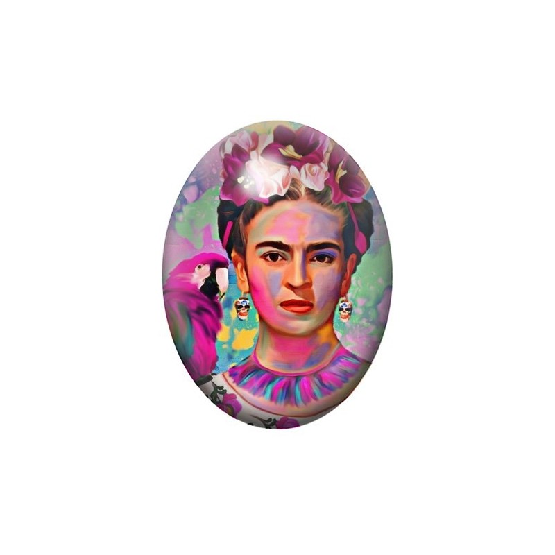 Cabochon en Verre Illustré Frida Khalo 13x18, 18x25 ou 30x40mm