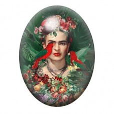Cabochon en Verre Illustré Frida Khalo 13x18, 18x25 ou 30x40mm pour la création de bijoux fantaisie - DIY