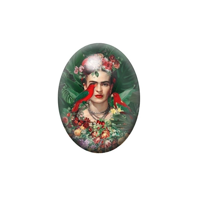 Cabochon en Verre Illustré Frida Khalo 13x18, 18x25 ou 30x40mm