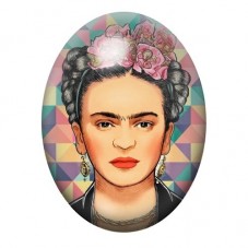 Cabochon en Verre Illustré Frida Khalo 13x18, 18x25 ou 30x40mm pour la création de bijoux fantaisie - DIY