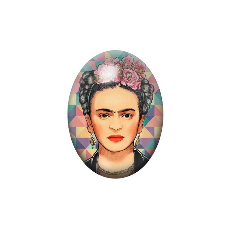Cabochon en Verre Illustré Frida Khalo 13x18, 18x25 ou 30x40mm