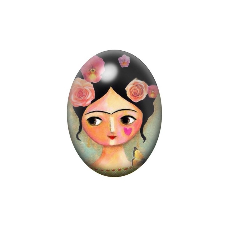 Cabochon en Verre Illustré Frida Khalo 13x18, 18x25 ou 30x40mm